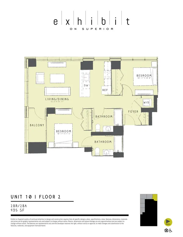2 Bed / 2 Bath floor plan, Unit 10