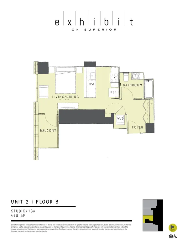 Studio floor plan, Unit 2