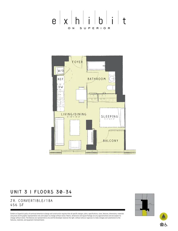 Jr. Convertible floor plan, Unit 3