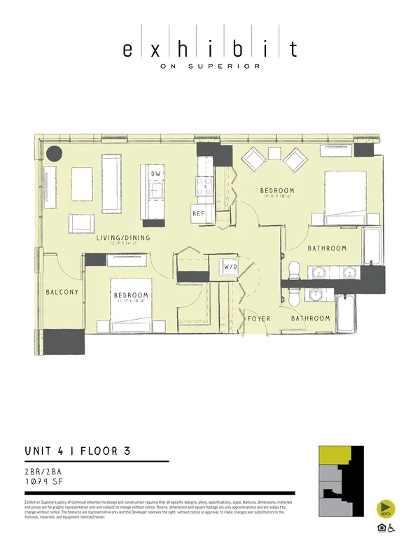 2 Bed / 2 Bath floor plan, Unit 4