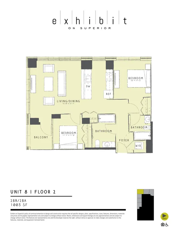 2 Bed / 2 Bath floor plan, Unit 8