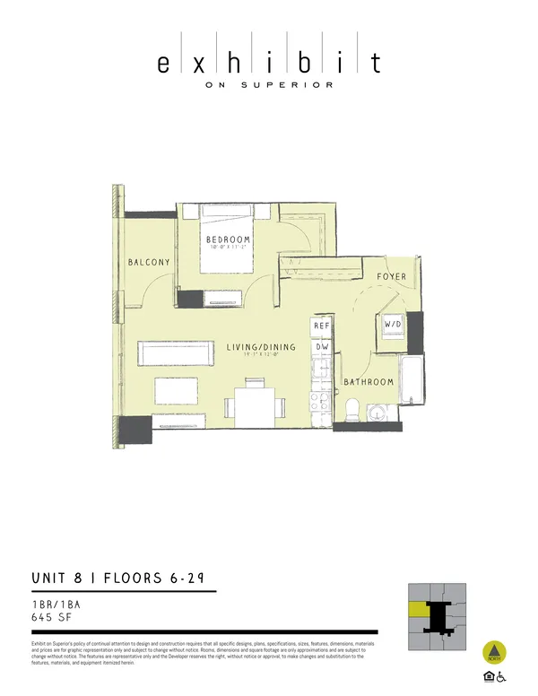 1 Bed / 1 Bath floor plan, Unit 8