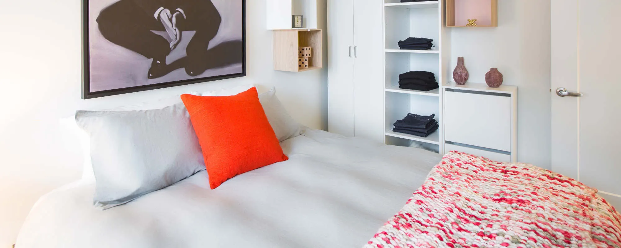 Comfy bed at Exhibit On Superior in Chicago, Illinois